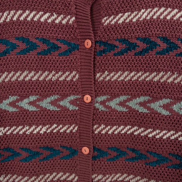 Vintage Grandpa Sweater Vest Womens L Tall Indie 80s Chevron Burgundy Layering - Picture 6 of 8